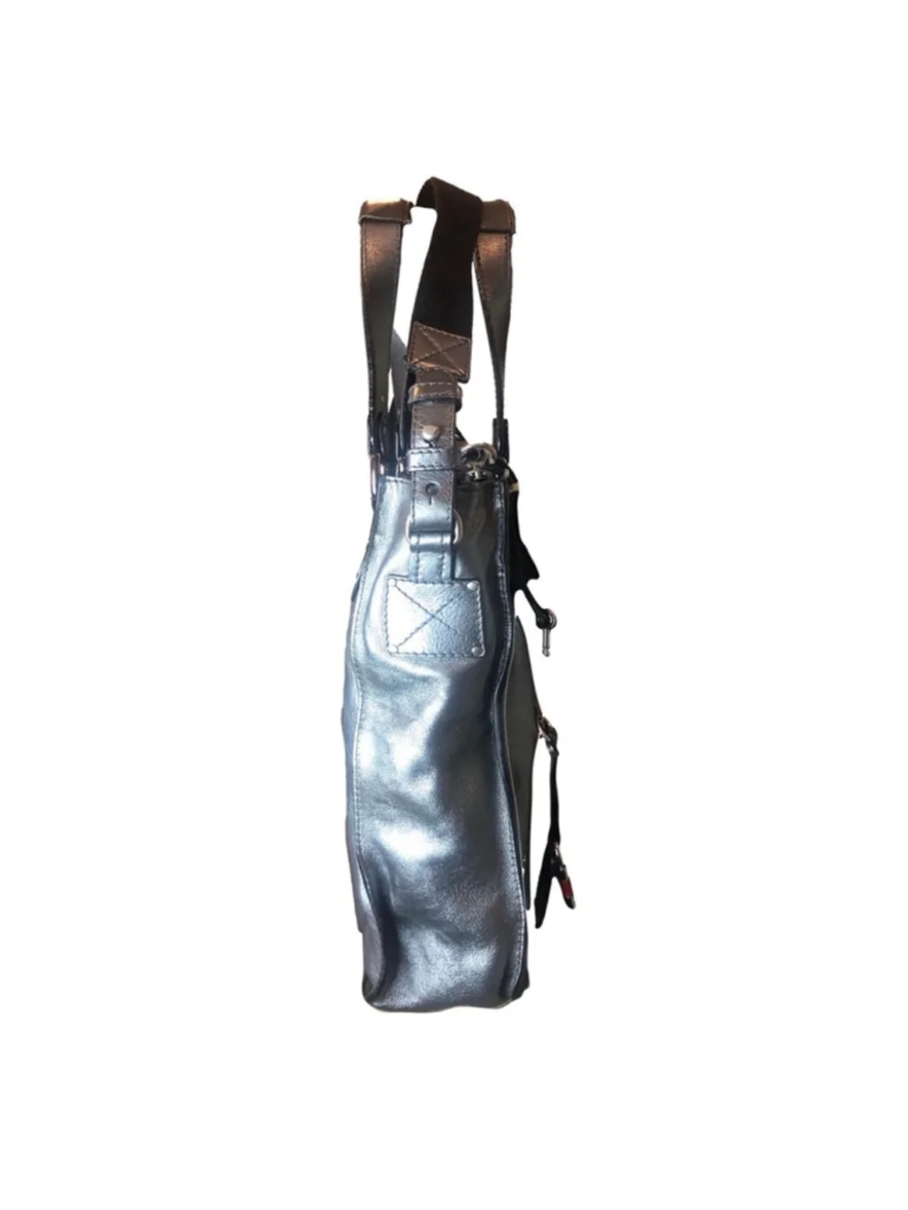 MR CHLOE Paddington Bag Silver Leather Tote Padlock Key Crossbody Shoulder Strap